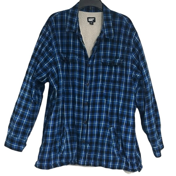 Land’s End size XXL Blue Plaid Shacket - Picture 1 of 9